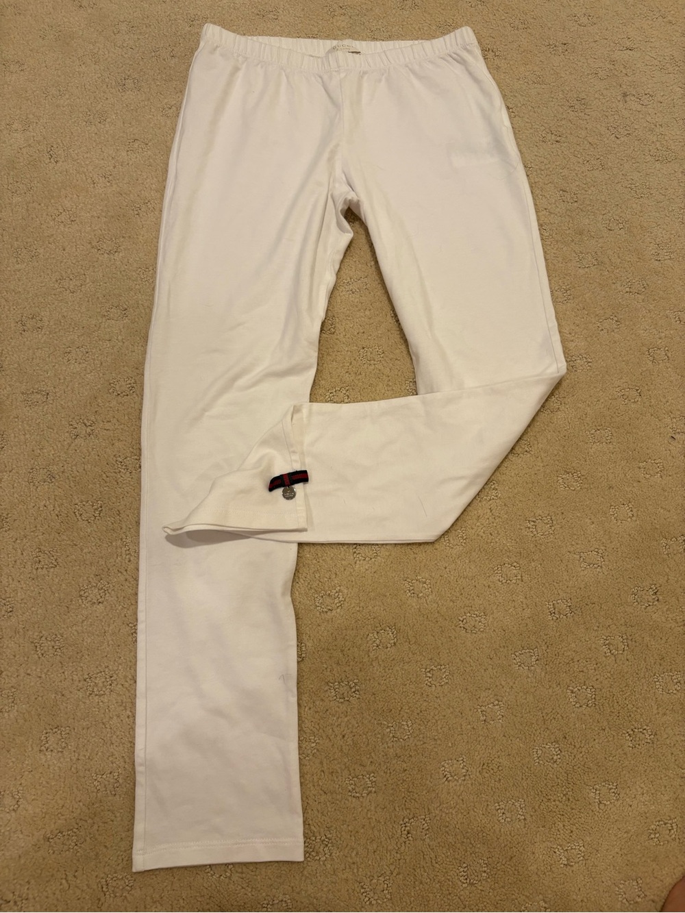 Gucci Girls White Stretch Cotton Leggings with Back Tab Detail